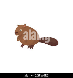 Beaver icon, cartoon style Stock Vector