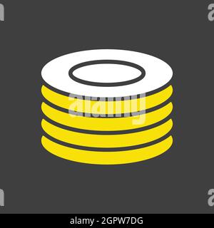 Plates, dishes vector glyph icon. Kitchen appliance. Graph symbol for cooking web site design, logo, app, UI Stock Vector