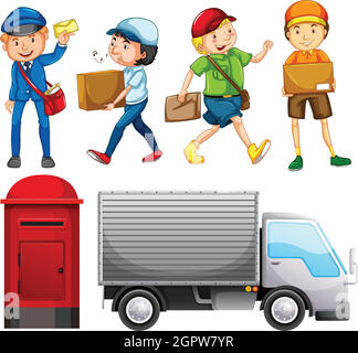 Illustration set of post delivery Stock Vector Image & Art - Alamy