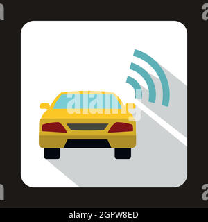 Car with wifi sign icon in flat style Stock Vector