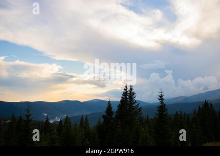 Mountain views at sunset. Stock Photo