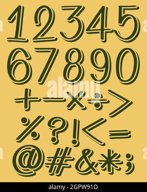 Numeric figures in green color Stock Vector