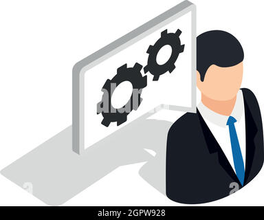 Manager of car service center icon Stock Vector