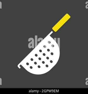 Colander vector glyph icon. Kitchen appliance. Graph symbol for cooking web site design, logo, app, UI Stock Vector