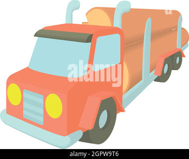 Log truck with the pile of logs icon Stock Vector