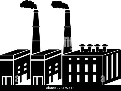 Large chemical plant icon, simple style Stock Vector