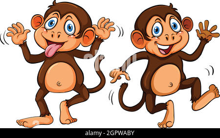 Two cute cartoon monkeys Stock Vector