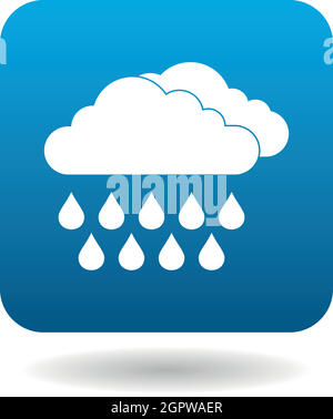 Clouds with rain drops icon, simple style Stock Vector