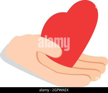 Hand holding heart icon, isometric 3d style Stock Vector