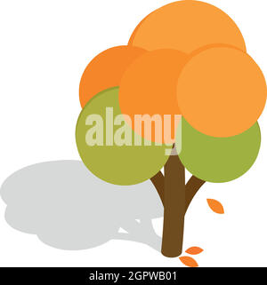 Autumn tree icon, isometric 3d style Stock Vector