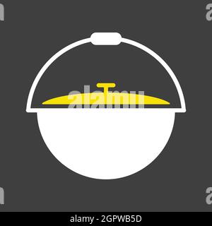 Camping cauldron from metal vector glyph icon. Kitchen appliance. Graph symbol for cooking web site design, logo, app, UI Stock Vector
