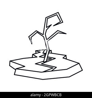Drought icon, outline style Stock Vector