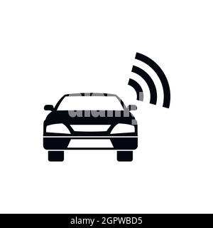 Car with wifi sign icon, simple style Stock Vector