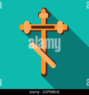 Orthodox cross icon in flat style Stock Vector