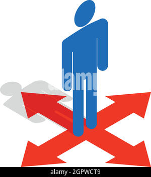 Man at crossroads icon, isometric 3d style Stock Vector