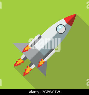 Rocket launch icon in flat style icon, flat style Stock Vector