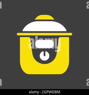 Slow cooking crock pot vector glyph icon. Electric kitchen appliance. Graph symbol for cooking web site design, logo, app, UI Stock Vector