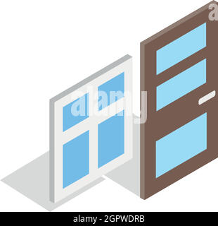 Open house door icon. Isometric of open house door vector icon for web ...