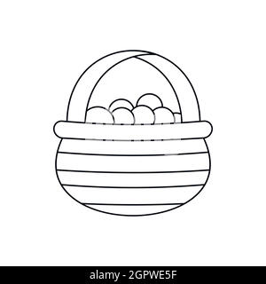 Basket with cranberries icon, outline style Stock Vector