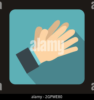 Clapping applauding hands icon, flat style Stock Vector