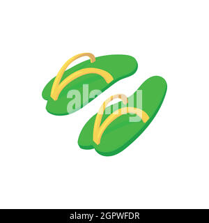 Summer flip-flops icon, cartoon style Stock Vector