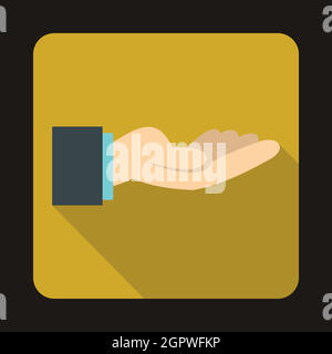 Outstretched hand gesture icon, flat style Stock Vector