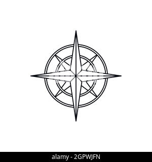 Ancient compass icon, outline style Stock Vector