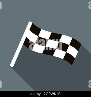 Chequered flag motor icon in flat style Stock Vector