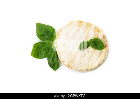 Tasty grilled camembert isolated on white background. Stock Photo