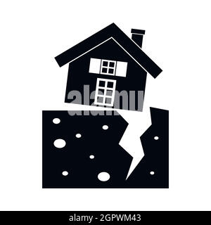 House after an earthquake icon, simple style Stock Vector