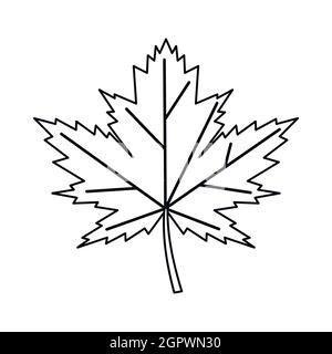 Maple leaf icon, outline style. By Anatolir56
