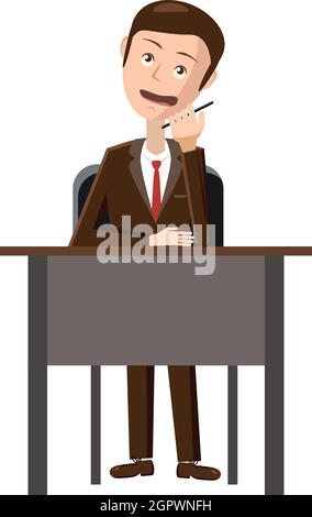 Businessman talking on phone icon, cartoon style Stock Vector