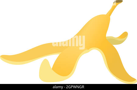 Banana peel icon in cartoon style Stock Vector