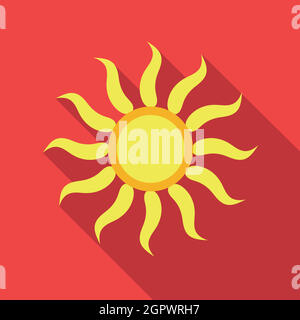 Sun icon in flat style Stock Vector