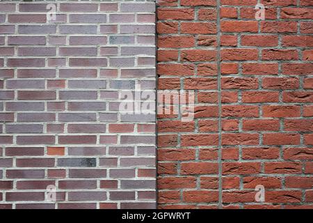 Closeup of the two divided brick walls Stock Photo