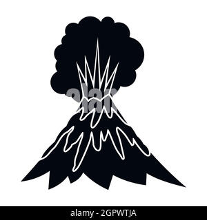 Volcano erupting icon, simple style Stock Vector