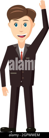 Businessman with hand up icon, cartoon style Stock Vector