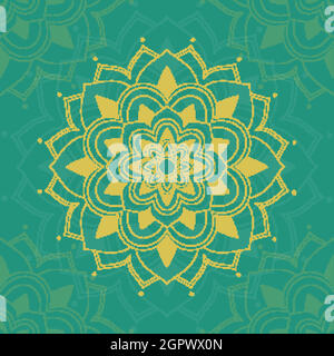 Background pattern mandala on green illustration Stock Vector Image ...