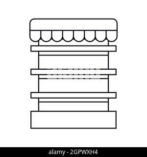 Empty supermarket refrigerator icon, outline style Stock Vector