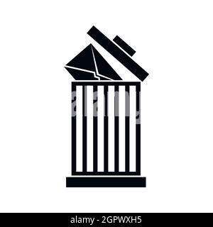 Envelope in trash bin icon, simple style Stock Vector