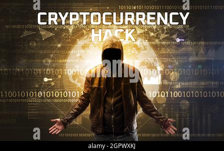 Faceless hacker at work, security concept Stock Photo