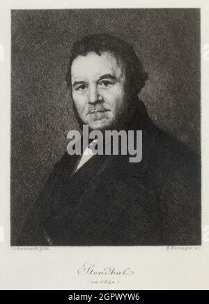 Portrait of Marie-Henri Beyle, dit Stendhal (1783-1842) in 1840 . Private Collection. Stock Photo