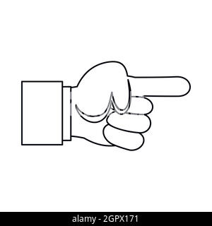 Pointing hand gesture icon, outline style Stock Vector