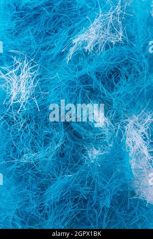 abstract pattern of tangled threads, blue and white color background texture, closeup Stock Photo