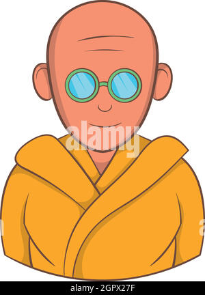 Indian monk in sunglasses icon, cartoon style Stock Vector