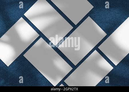 Empty white rectangle poster mockups with diagonal shadow Stock Photo