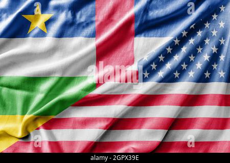 Mixed USA and Central African Republic flag, three dimensional render Stock Photo