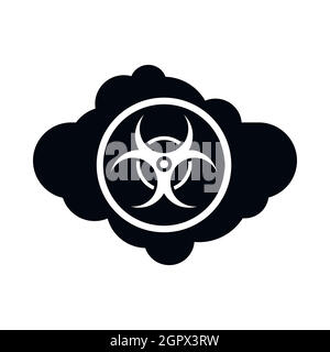 Cloud with biohazard symbol icon, simple style Stock Vector