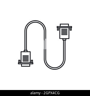 Cable wire computer icon, outline style Stock Vector