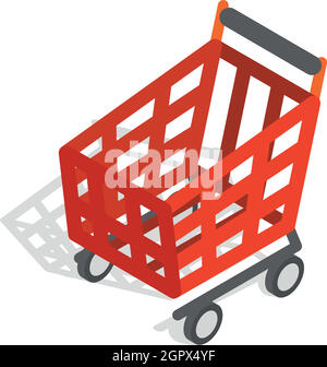 Basket on wheels for shopping icon Stock Vector